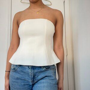 Zara White Strapless Poplin Top